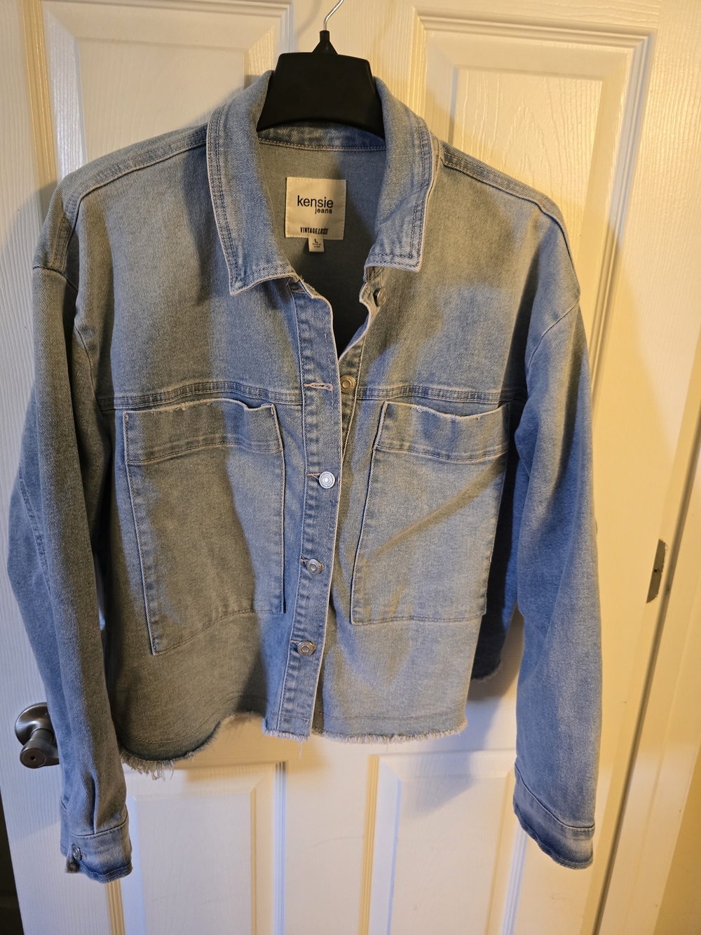 kensie Light Blue Vintage Luxe Denim Jean Jacket